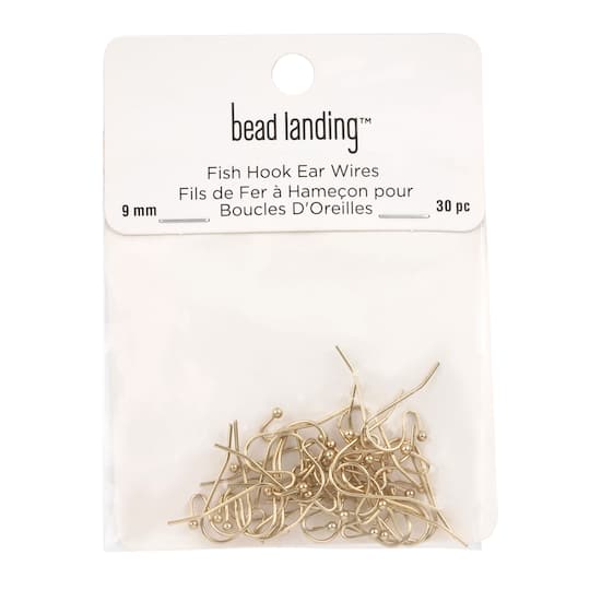 9mm Fish Hook Ear Wires by Bead Landing, Color: Gold | Michaels 9mm Fish Hook Ear Wires by Bead Landing, Color: Gold | Michaels